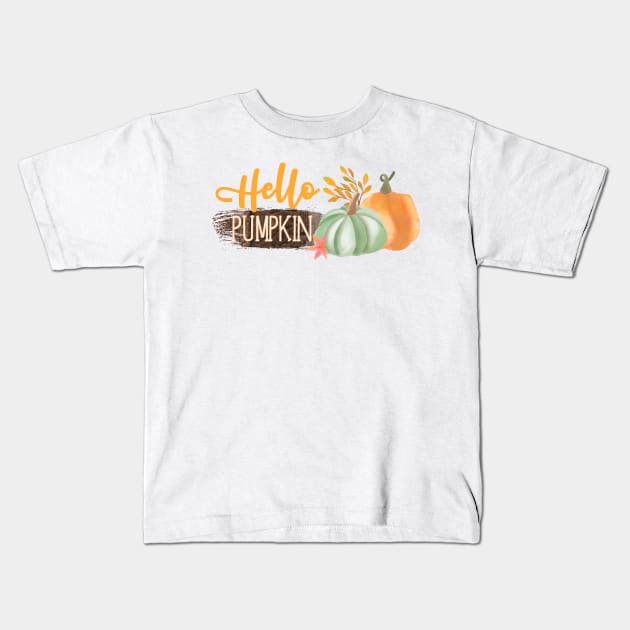 Hello Pumpkin Kids T-Shirt by MutchiDesign